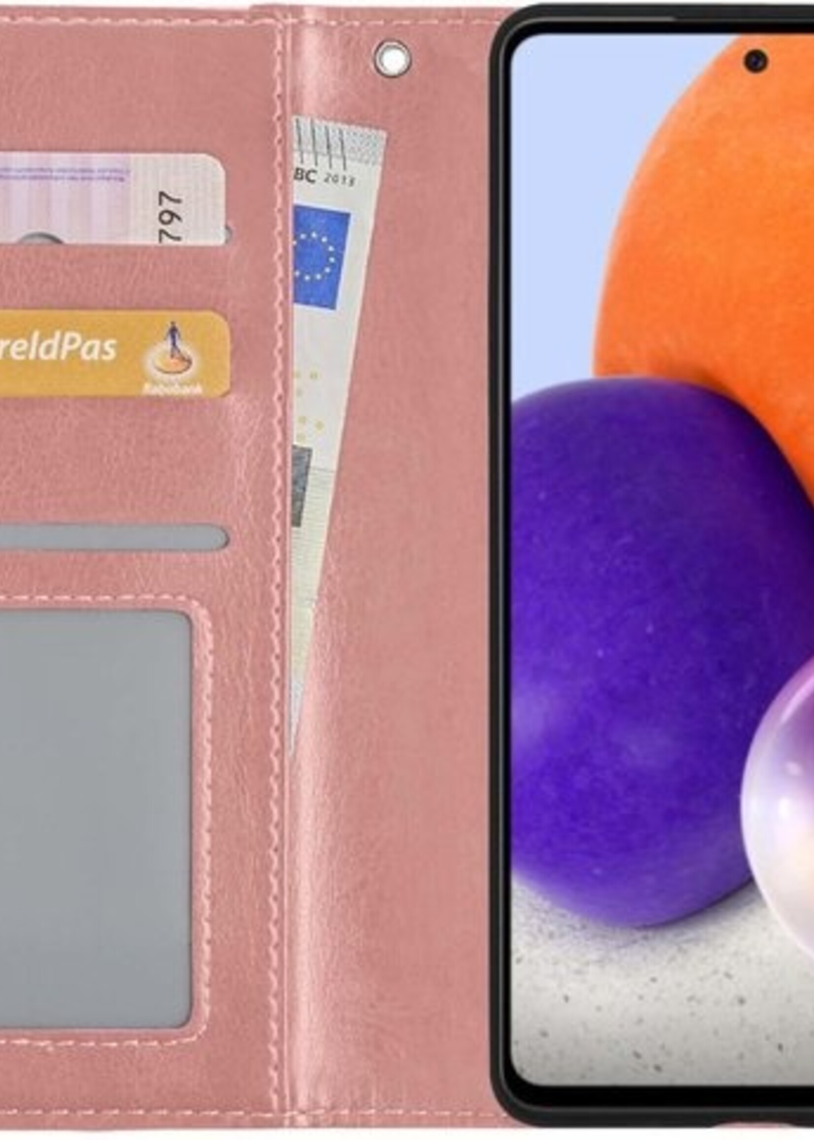 LUQ Hoesje Geschikt voor Samsung A72 5G Hoesje Book Case Hoes Wallet Cover - Hoes Geschikt voor Samsung Galaxy A72 5G Hoesje Bookcase Hoes - Rosé goud