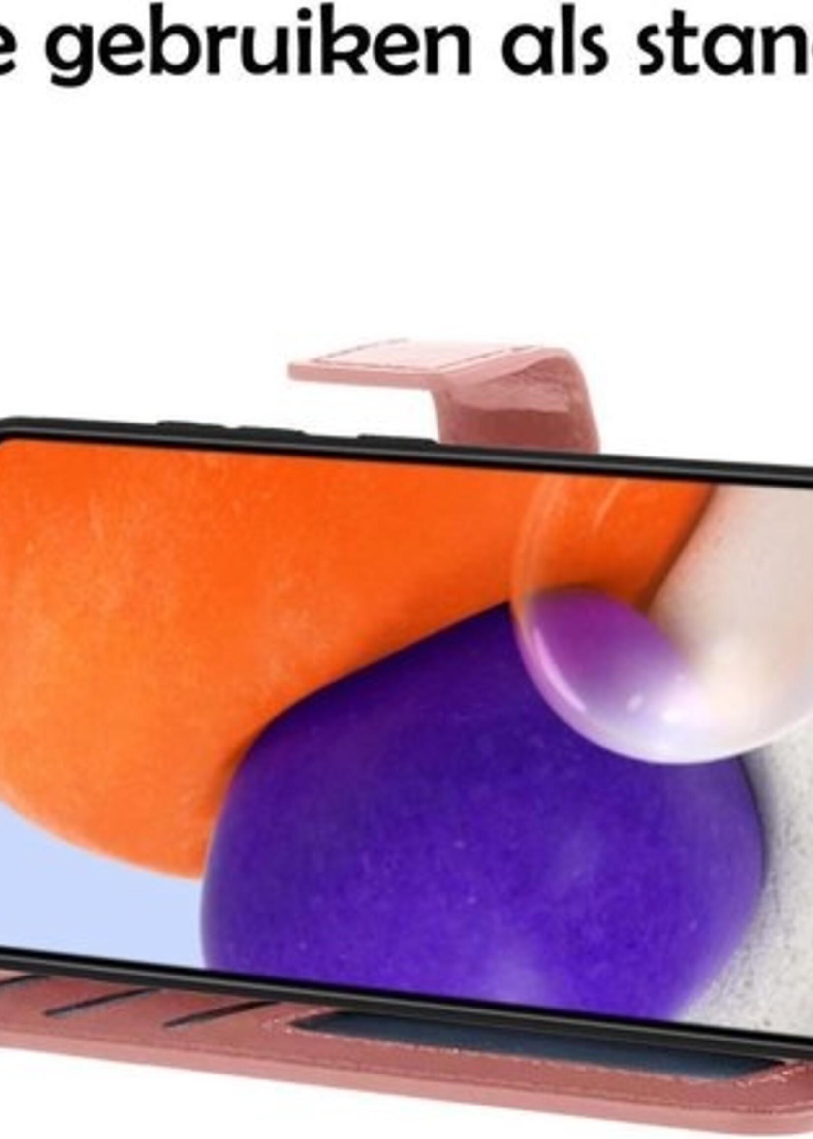 LUQ Hoesje Geschikt voor Samsung A72 5G Hoesje Book Case Hoes Wallet Cover - Hoes Geschikt voor Samsung Galaxy A72 5G Hoesje Bookcase Hoes - Rosé goud