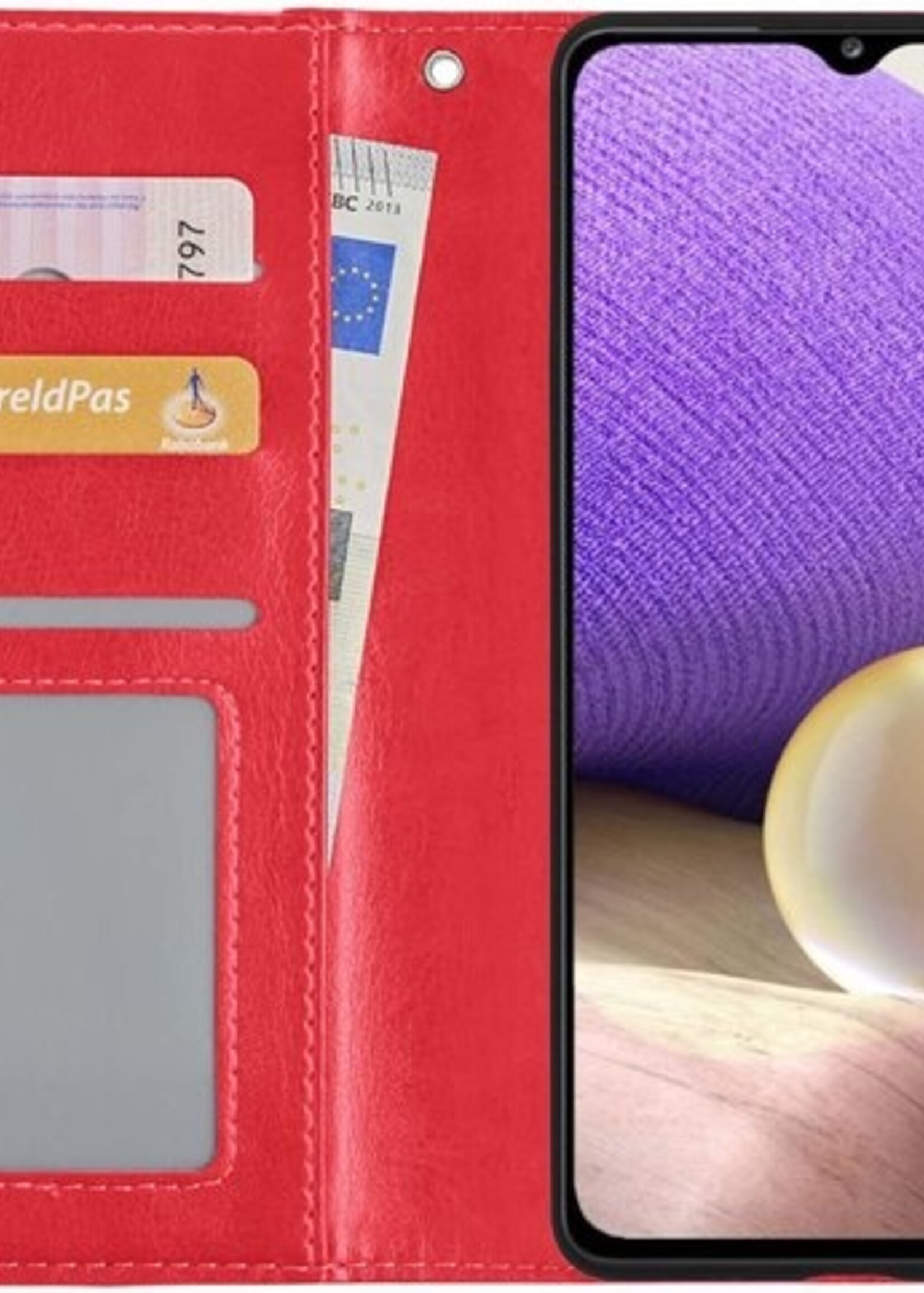 LUQ Hoesje Geschikt voor Samsung A32 5G Hoesje Book Case Hoes Wallet Cover - Hoes Geschikt voor Samsung Galaxy A32 5G Hoesje Bookcase Hoes - Rood