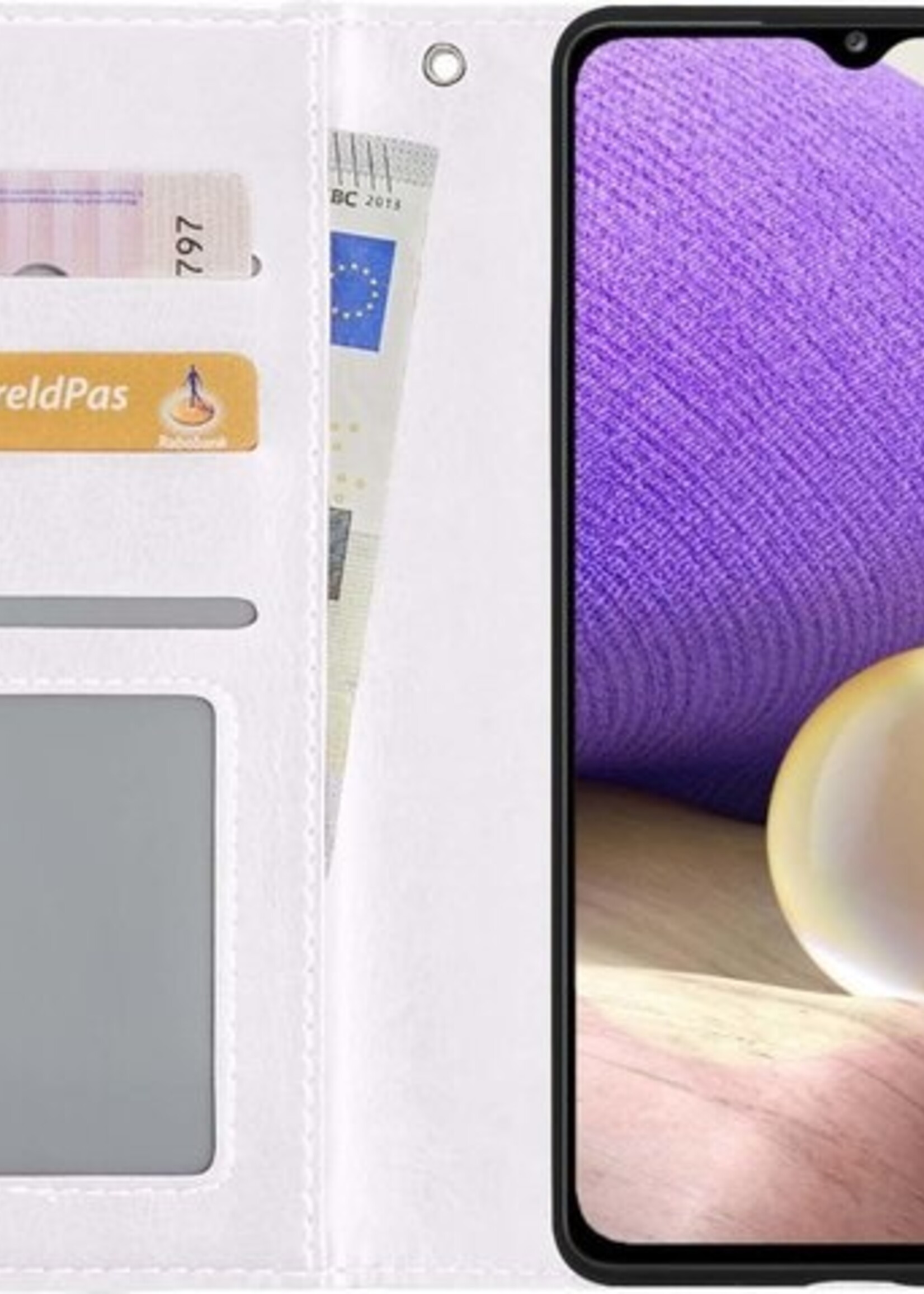 LUQ Hoesje Geschikt voor Samsung A32 5G Hoesje Book Case Hoes Wallet Cover - Hoes Geschikt voor Samsung Galaxy A32 5G Hoesje Bookcase Hoes - Wit