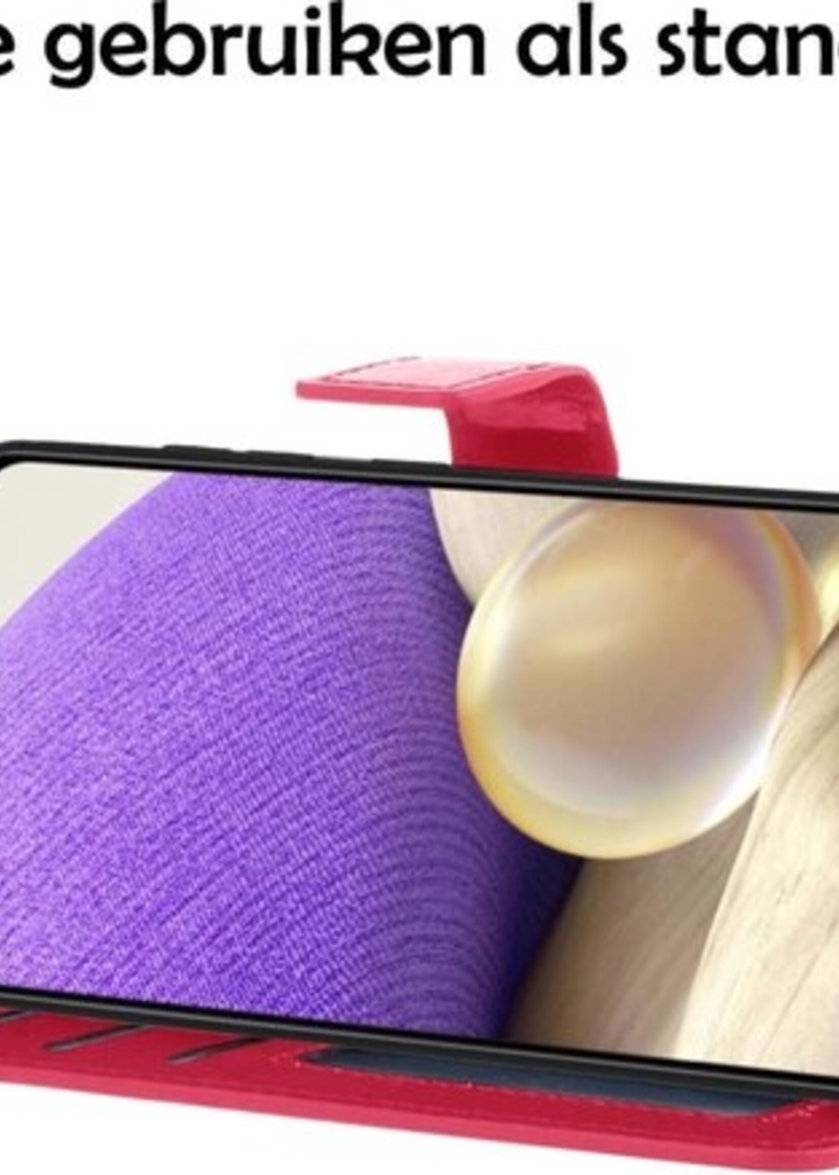 LUQ Hoesje Geschikt voor Samsung A32 5G Hoesje Book Case Hoes Wallet Cover - Hoes Geschikt voor Samsung Galaxy A32 5G Hoesje Bookcase Hoes - Donkerroze