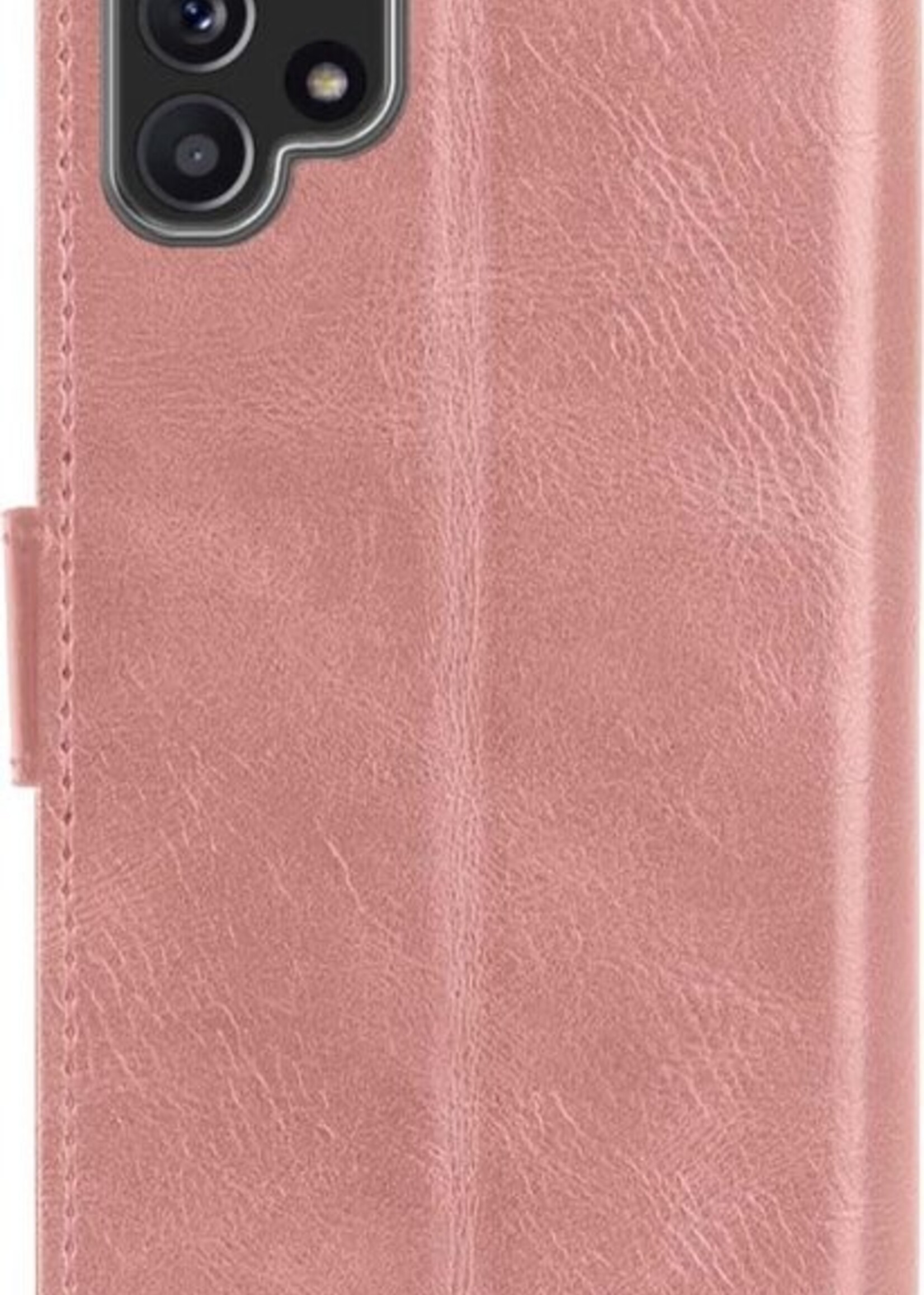 LUQ Hoesje Geschikt voor Samsung A32 5G Hoesje Book Case Hoes Wallet Cover - Hoes Geschikt voor Samsung Galaxy A32 5G Hoesje Bookcase Hoes - Rosé goud