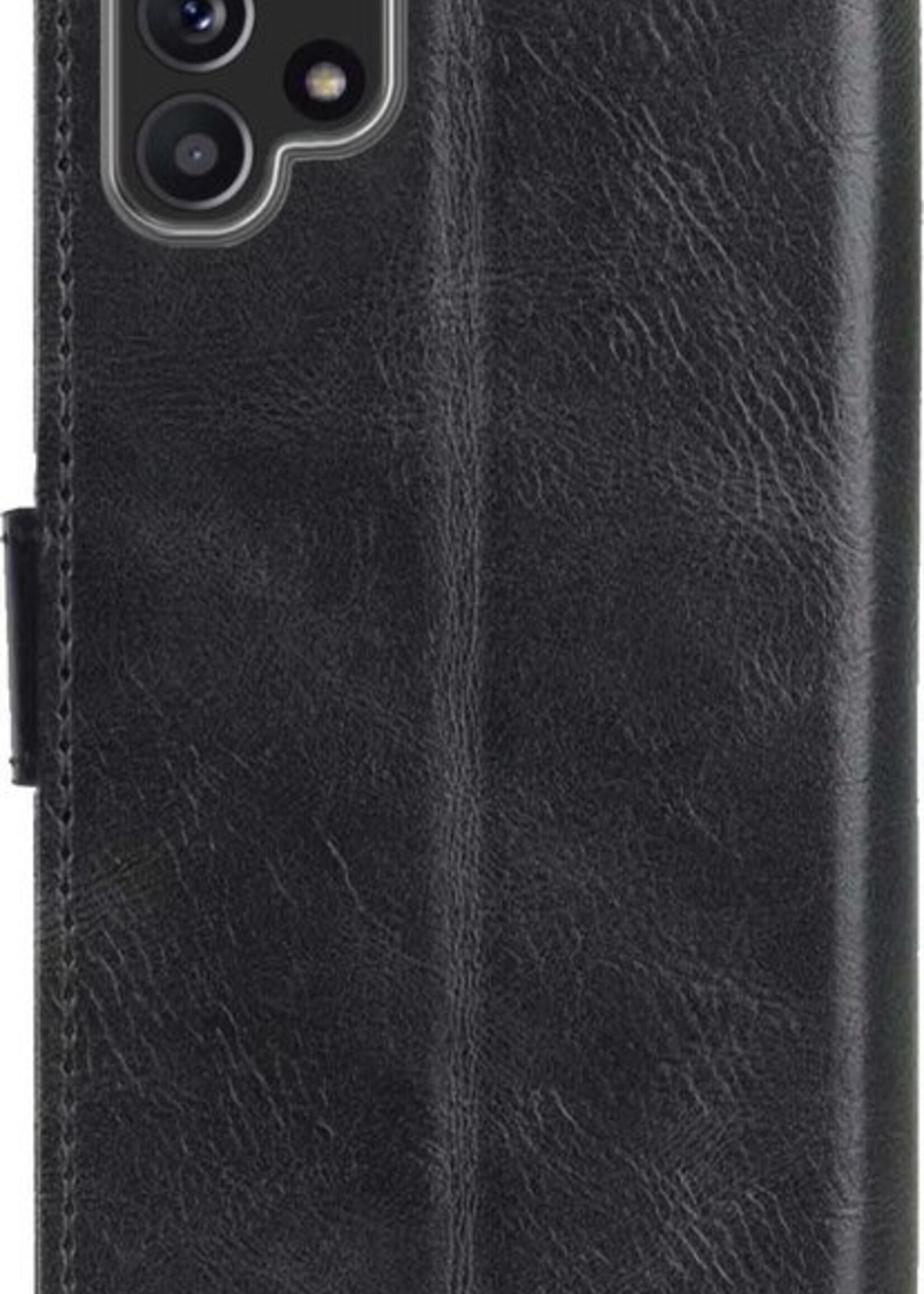 LUQ Hoesje Geschikt voor Samsung A32 5G Hoesje Book Case Hoes Wallet Cover Met Screenprotector - Hoes Geschikt voor Samsung Galaxy A32 5G Hoesje Bookcase Hoes - Zwart