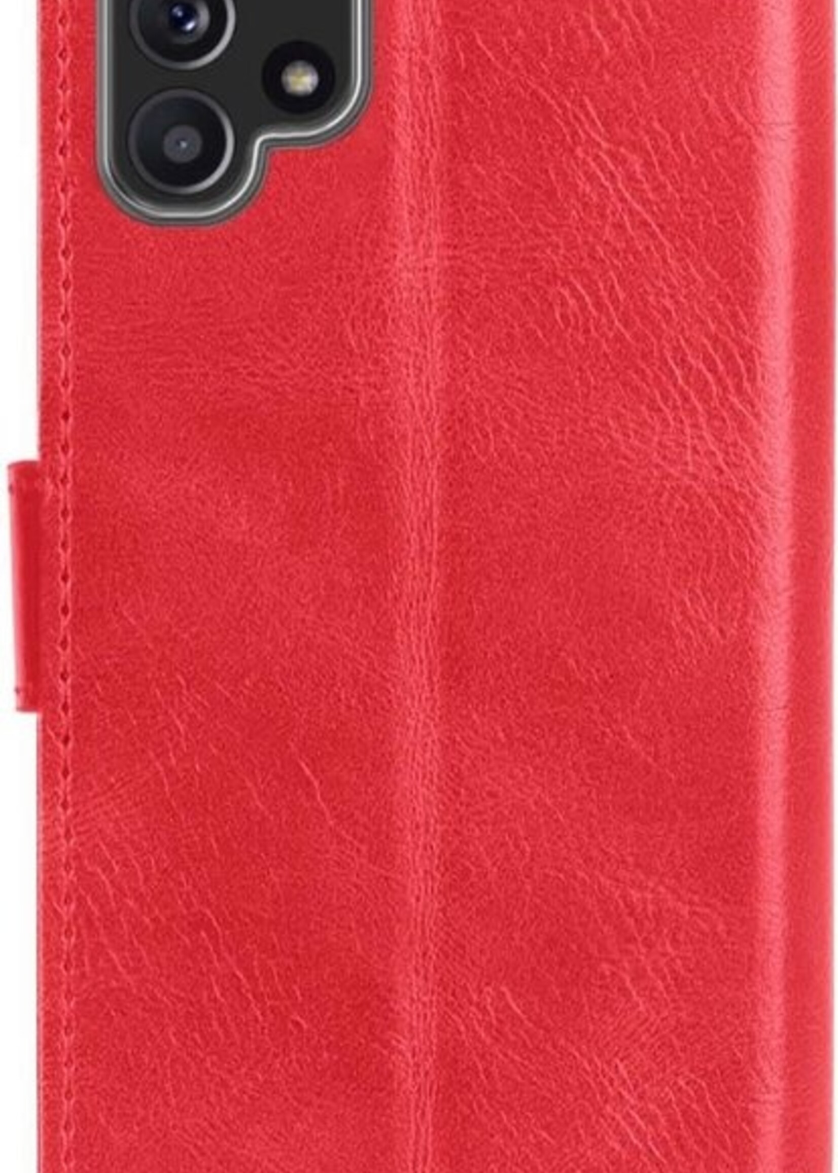 LUQ Hoesje Geschikt voor Samsung A32 5G Hoesje Book Case Hoes Wallet Cover Met Screenprotector - Hoes Geschikt voor Samsung Galaxy A32 5G Hoesje Bookcase Hoes - Rood
