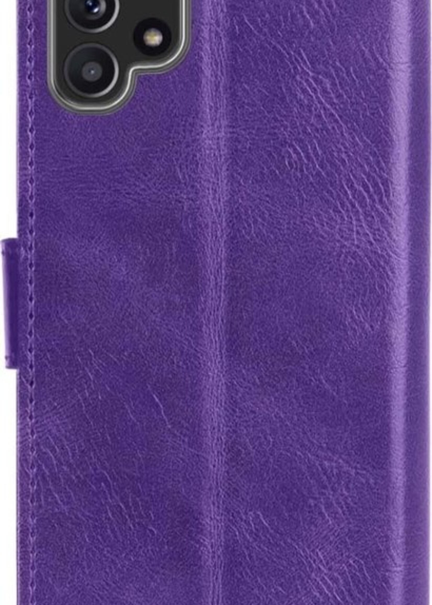 LUQ Hoesje Geschikt voor Samsung A32 5G Hoesje Book Case Hoes Wallet Cover Met Screenprotector - Hoes Geschikt voor Samsung Galaxy A32 5G Hoesje Bookcase Hoes - Paars