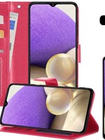 LUQ LUQ Samsung Galaxy A32 5G Hoesje Bookcase Donkerroze Met Screenprotector