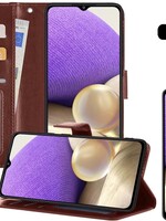 LUQ LUQ Samsung Galaxy A32 5G Hoesje Bookcase Bruin Met 2x Screenprotector