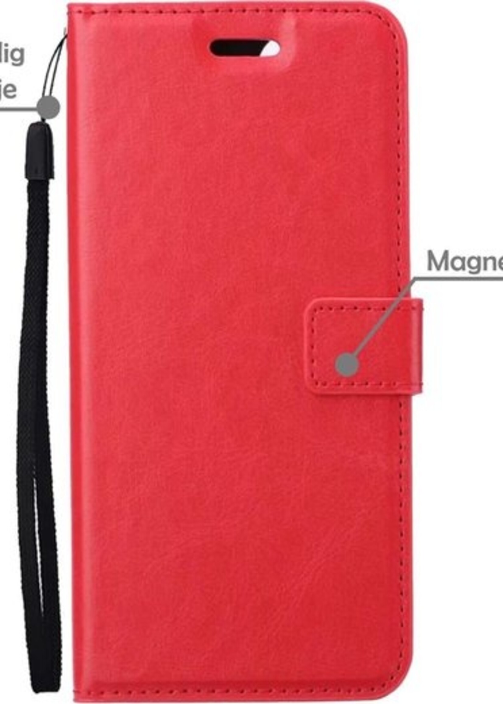 LUQ Hoesje Geschikt voor Samsung A32 5G Hoesje Book Case Hoes Wallet Cover Met 2x Screenprotector - Hoes Geschikt voor Samsung Galaxy A32 5G Hoesje Bookcase Hoes - Rood