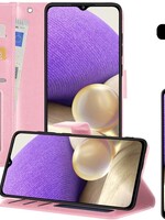 LUQ LUQ Samsung Galaxy A32 5G Hoesje Bookcase Lichtroze Met 2x Screenprotector