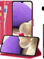 LUQ LUQ Samsung Galaxy A32 5G Hoesje Bookcase Donkerroze Met 2x Screenprotector