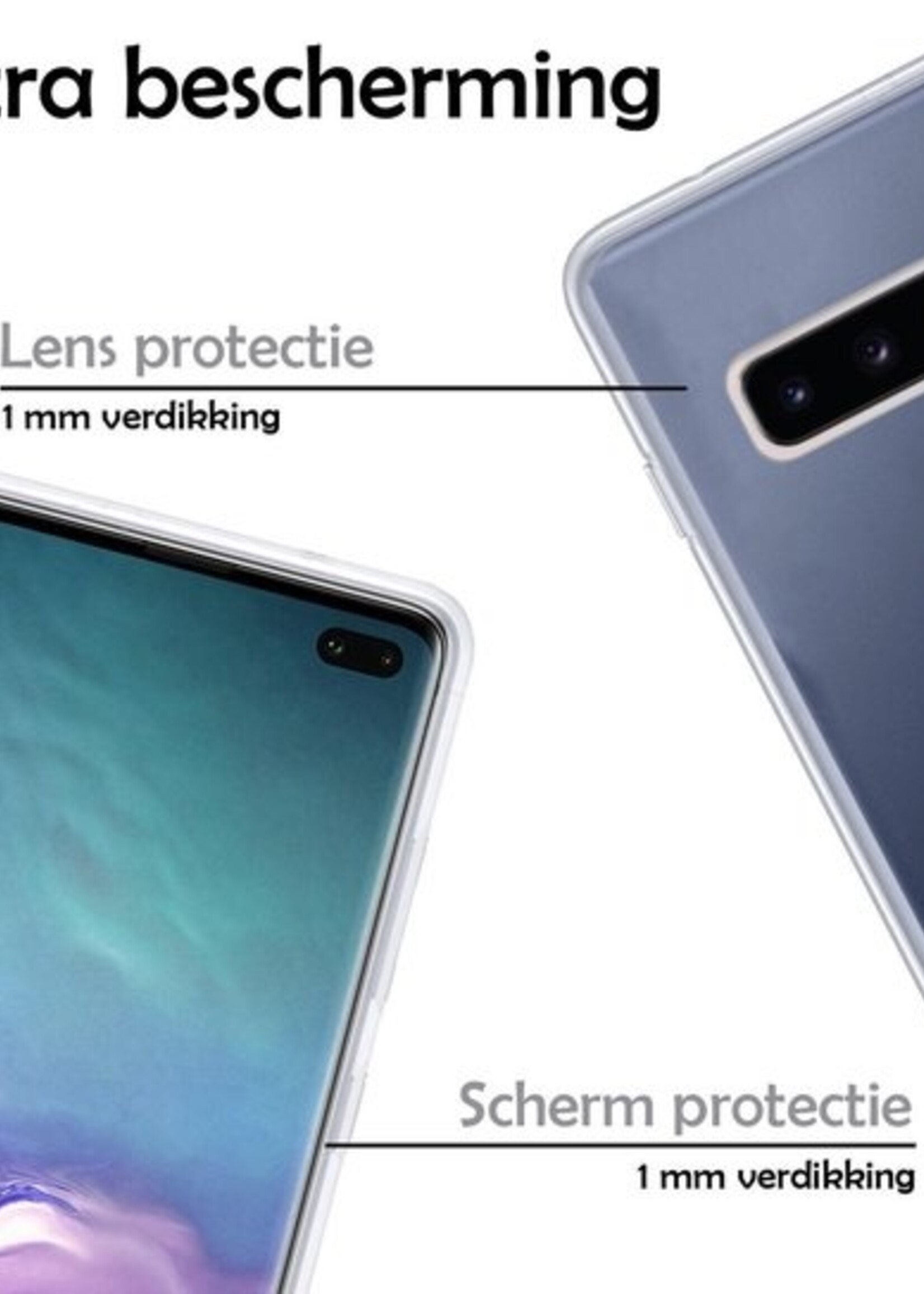 LUQ Hoesje Geschikt voor Samsung S10 Hoesje Siliconen Case Met Screenprotector - Hoes Geschikt voor Samsung Galaxy S10 Hoes Siliconen - Transparant