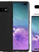 LUQ LUQ Samsung Galaxy S10 hoesje siliconen zwart + screenprotector