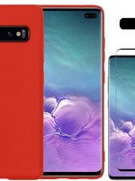 LUQ LUQ Samsung Galaxy S10 hoesje siliconen rood + screenprotector