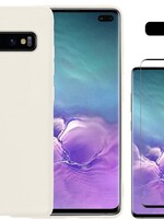 LUQ LUQ Samsung Galaxy S10 hoesje siliconen wit + screenprotector