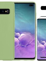LUQ LUQ Samsung Galaxy S10 hoesje siliconen groen + screenprotector