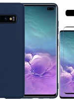 LUQ LUQ Samsung Galaxy S10 hoesje siliconen donkerblauw + screenprotector