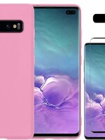 LUQ LUQ Samsung Galaxy S10 hoesje siliconen lichtroze + screenprotector