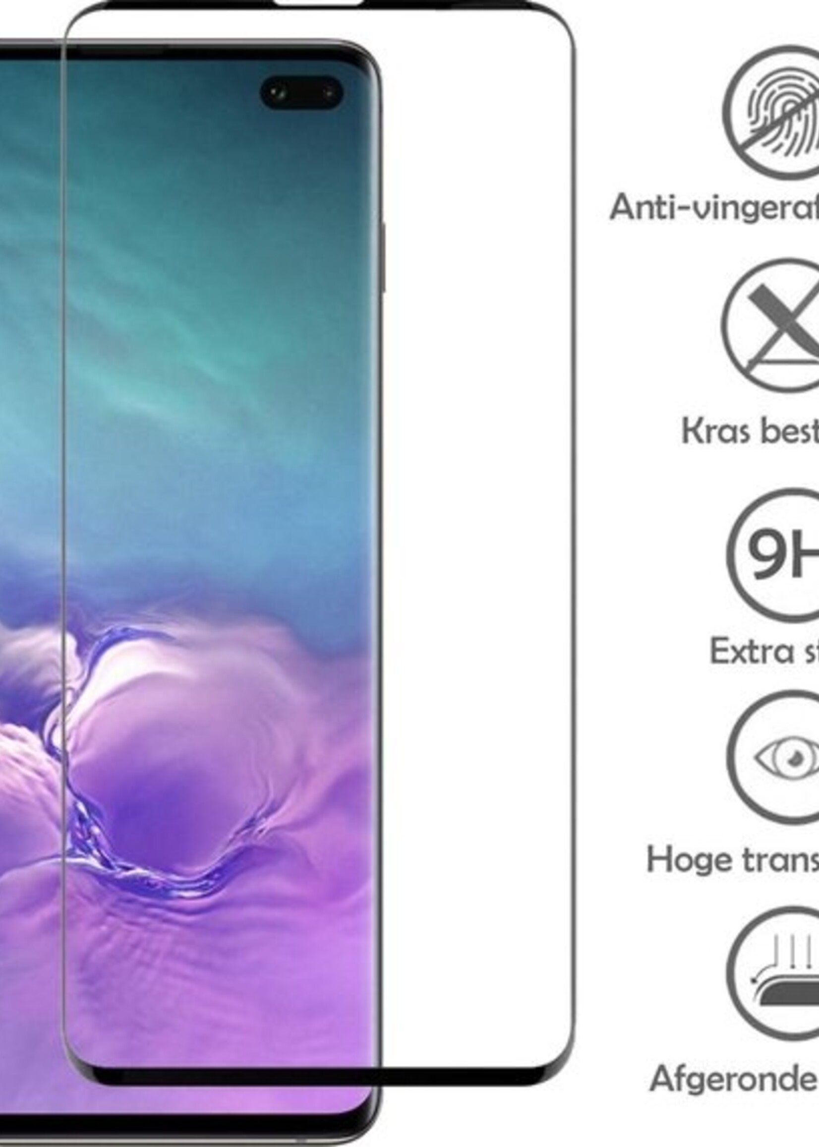 LUQ Hoesje Geschikt voor Samsung S10 Hoesje Siliconen Case Met Screenprotector - Hoes Geschikt voor Samsung Galaxy S10 Hoes Siliconen - Lichtroze