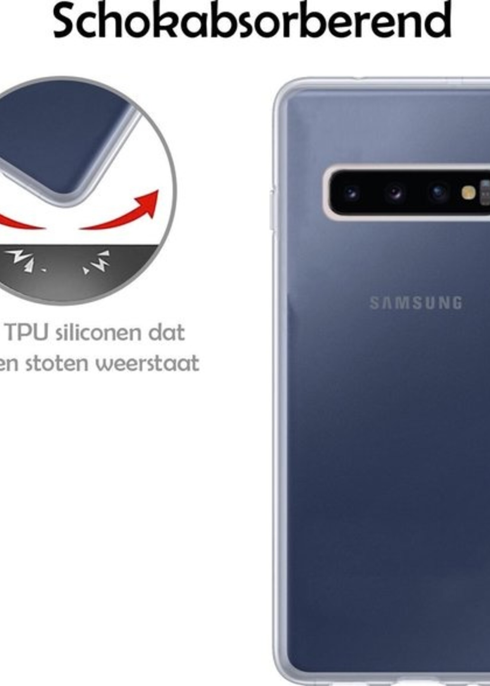 LUQ Hoesje Geschikt voor Samsung S10 Hoesje Siliconen Case Met 2x Screenprotector - Hoes Geschikt voor Samsung Galaxy S10 Hoes Siliconen - Transparant