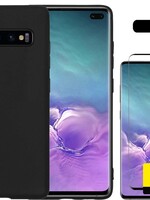 LUQ LUQ Samsung Galaxy S10 hoesje siliconen zwart + 2x screenprotector