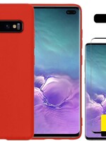 LUQ LUQ Samsung Galaxy S10 hoesje siliconen rood + 2x screenprotector