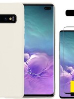 LUQ LUQ Samsung Galaxy S10 hoesje siliconen wit + 2x screenprotector