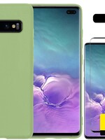 LUQ LUQ Samsung Galaxy S10 hoesje siliconen groen + 2x screenprotector