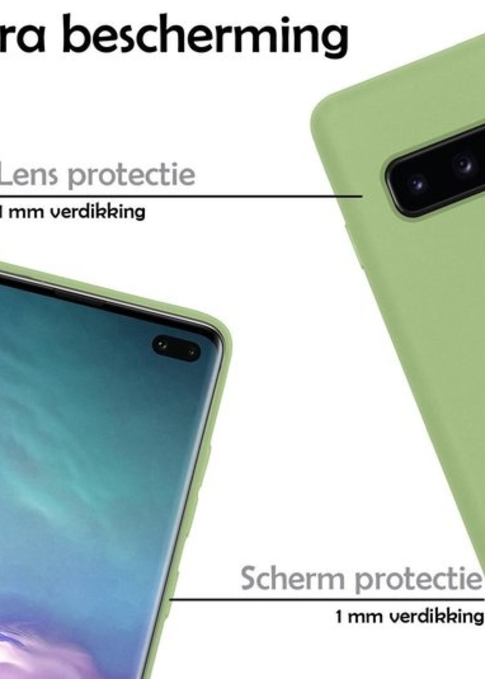 LUQ Hoesje Geschikt voor Samsung S10 Hoesje Siliconen Case Met 2x Screenprotector - Hoes Geschikt voor Samsung Galaxy S10 Hoes Siliconen - Groen