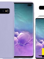 LUQ LUQ Samsung Galaxy S10 hoesje siliconen lila + 2x screenprotector
