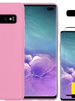 LUQ LUQ Samsung Galaxy S10 hoesje siliconen lichtroze + 2x screenprotector