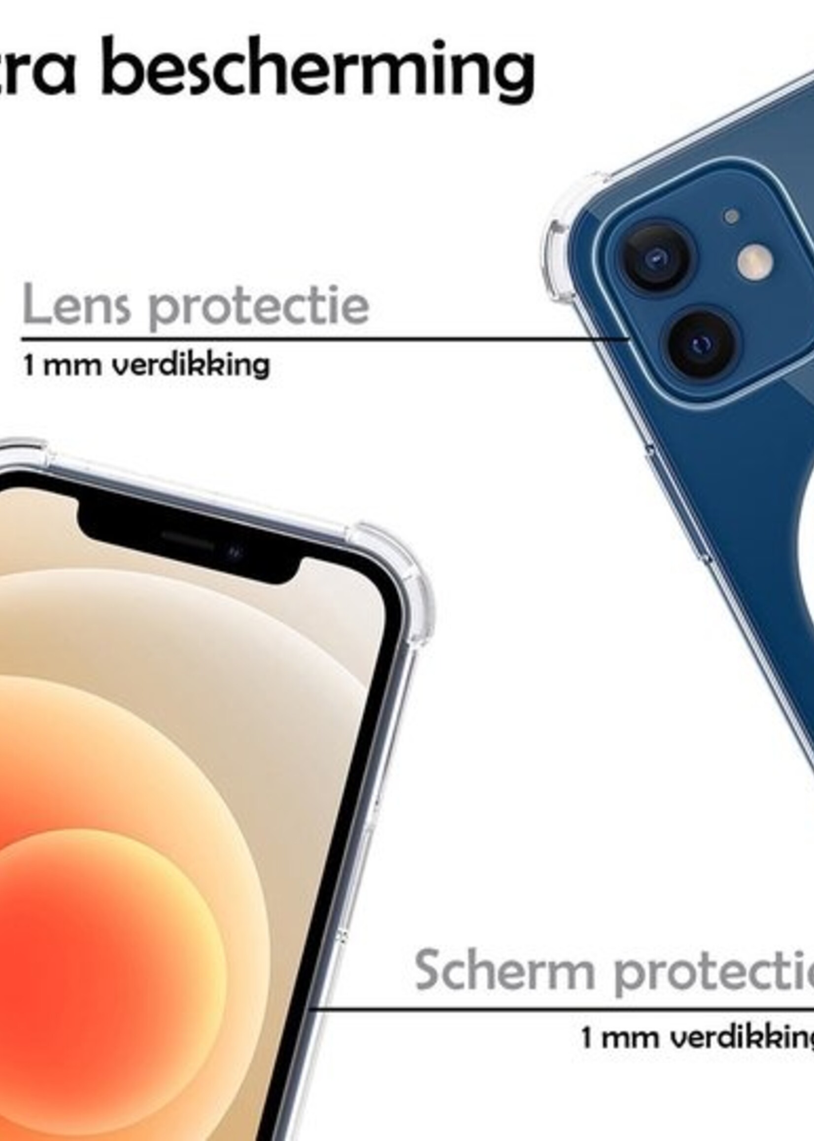 LUQ Hoesje Geschikt voor iPhone 12 Hoesje Geschikt voor Magsafe Siliconen Shock Proof Case Met Screenprotector - Transparant
