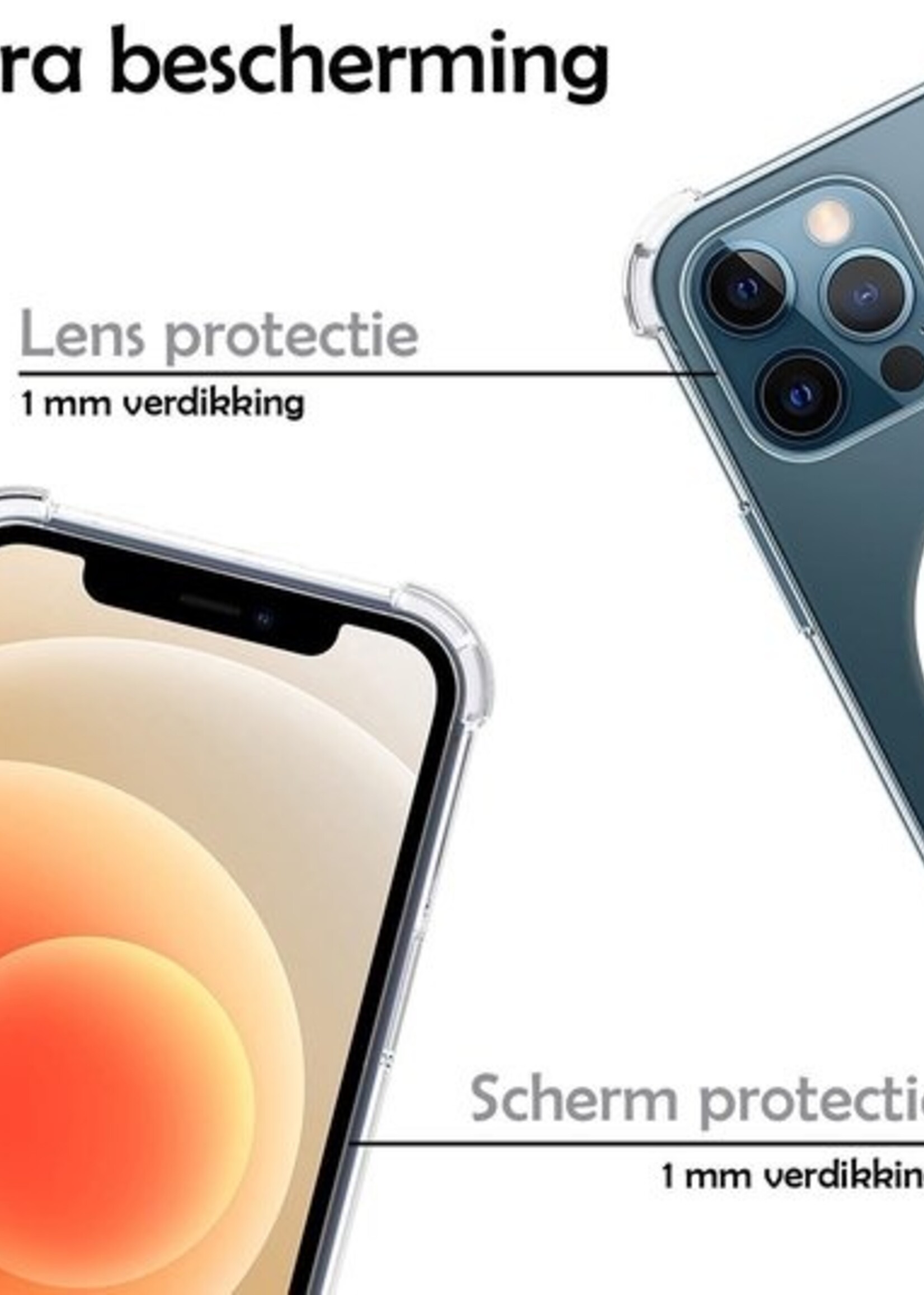 LUQ Hoesje Geschikt voor iPhone 12/12 Pro Hoesje Geschikt voor Magsafe Siliconen Shock Proof Case Met Screenprotector - Transparant