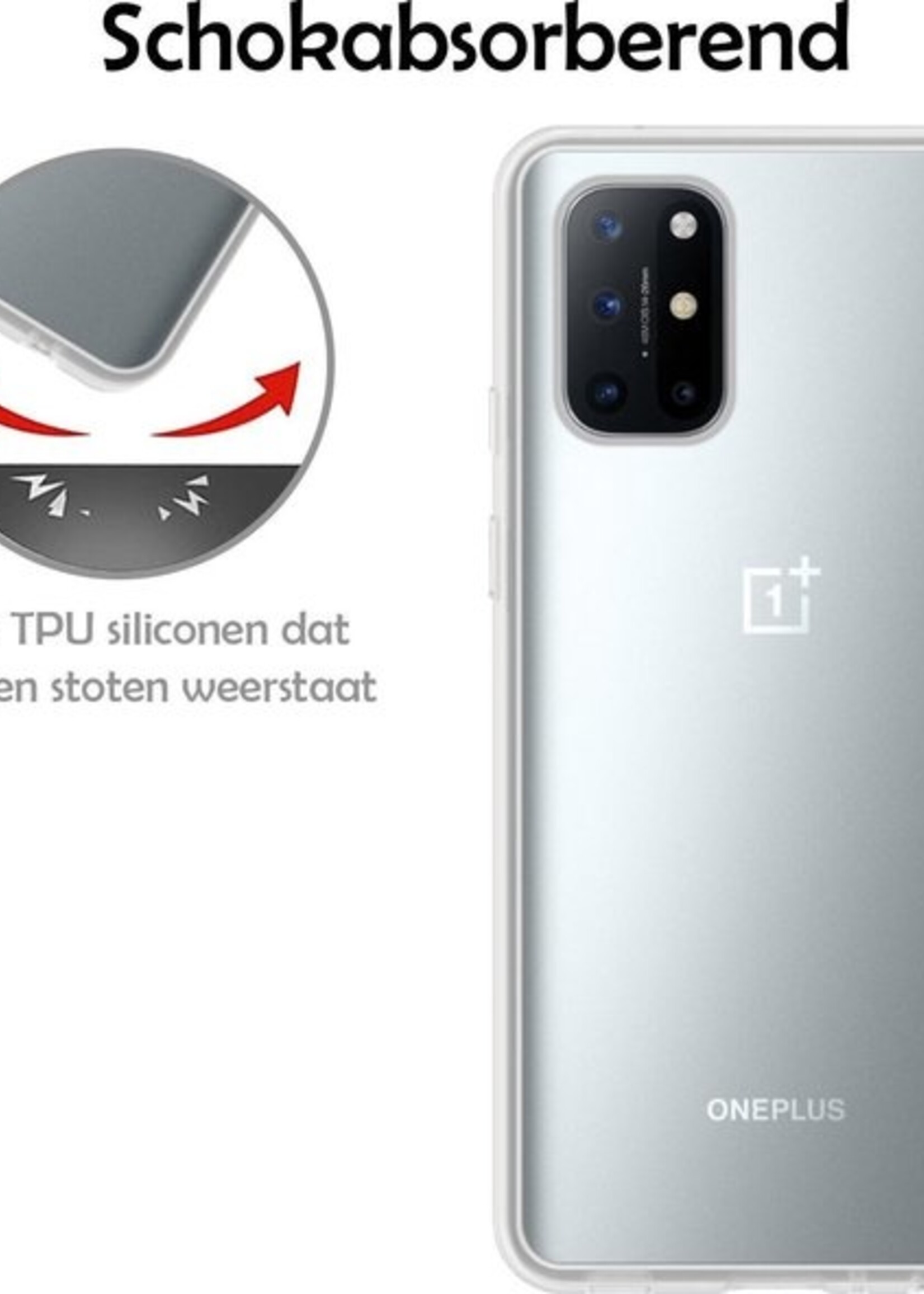 LUQ Hoesje Geschikt voor OnePlus 8T Hoesje Siliconen Case - Hoes Geschikt voor OnePlus 8T Hoes Siliconen - Transparant - 2 Stuks