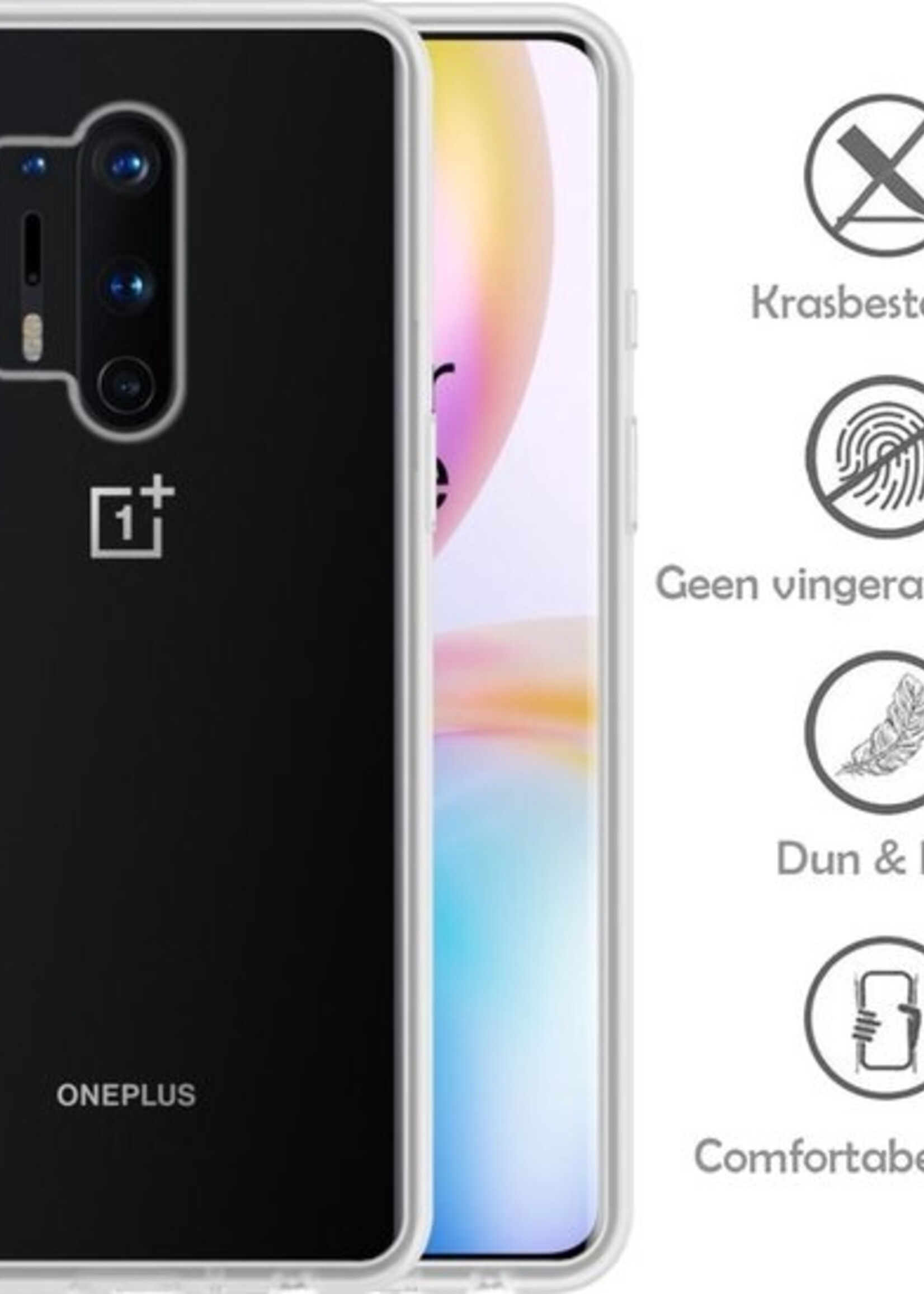 LUQ Hoesje Geschikt voor OnePlus 8 Pro Hoesje Siliconen Case - Hoes Geschikt voor OnePlus 8 Pro Hoes Siliconen - Transparant