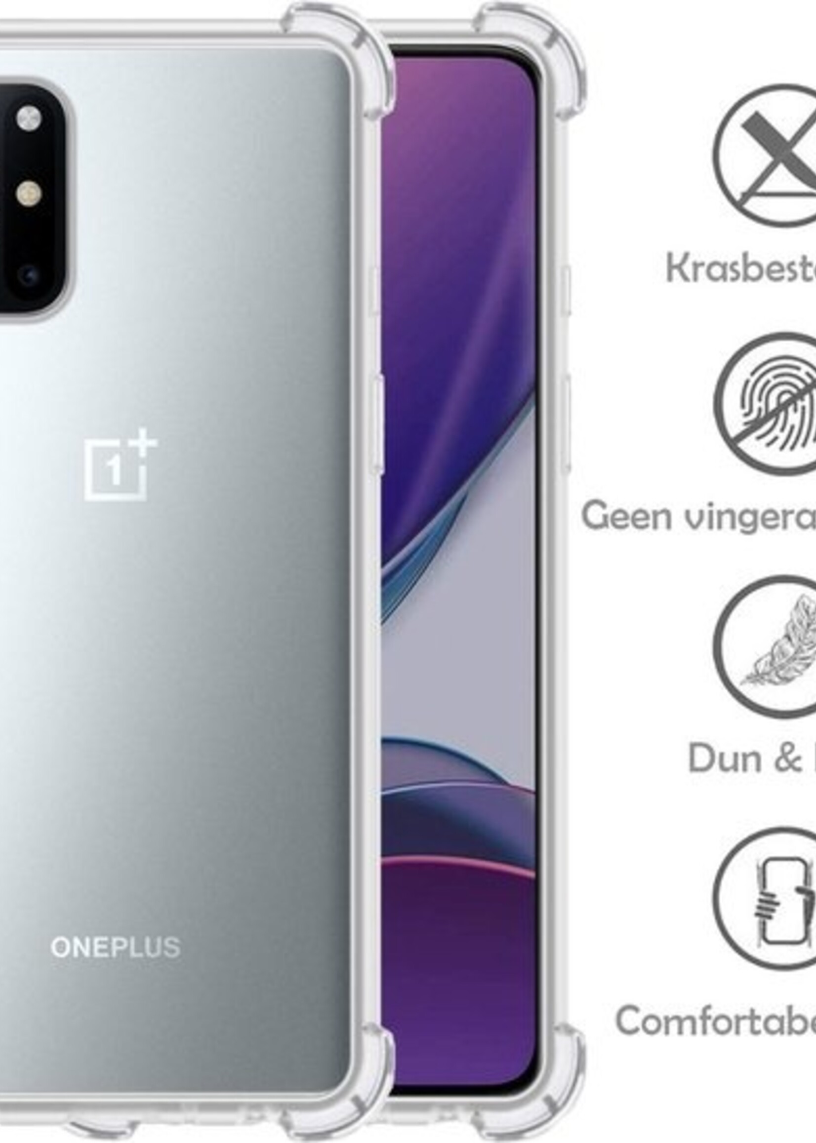 LUQ Hoesje Geschikt voor OnePlus 8T Hoesje Shockproof Case Siliconen - Hoes Geschikt voor OnePlus 8T Hoes Cover Siliconen - Transparant