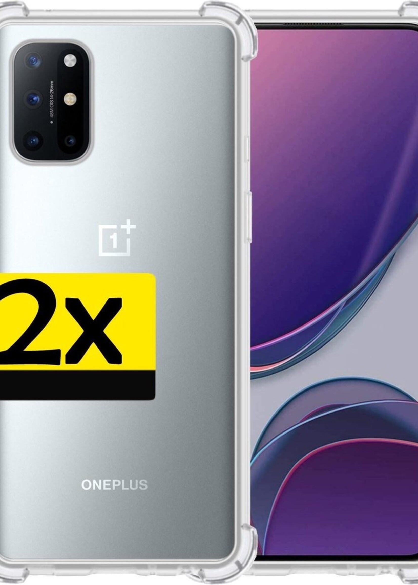 LUQ Hoesje Geschikt voor OnePlus 8T Hoesje Shockproof Case Siliconen - Hoes Geschikt voor OnePlus 8T Hoes Cover Siliconen - Transparant - 2 Stuks
