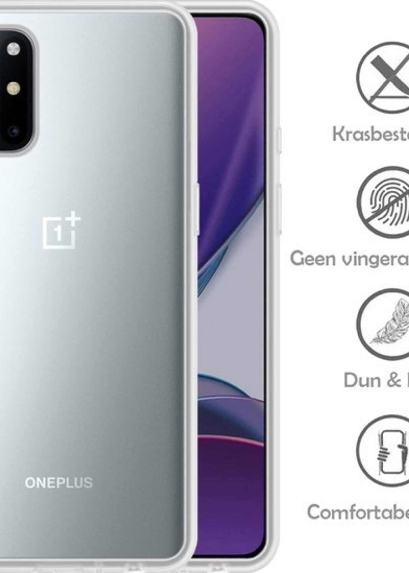 LUQ Hoesje Geschikt voor OnePlus 8T Hoesje Siliconen Case Met Screenprotector - Hoes Geschikt voor OnePlus 8T Hoes Siliconen - Transparant
