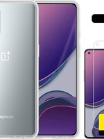 LUQ LUQ Samsung Galaxy OnePlus 8T hoesje siliconen transparant + 2x screenprotector