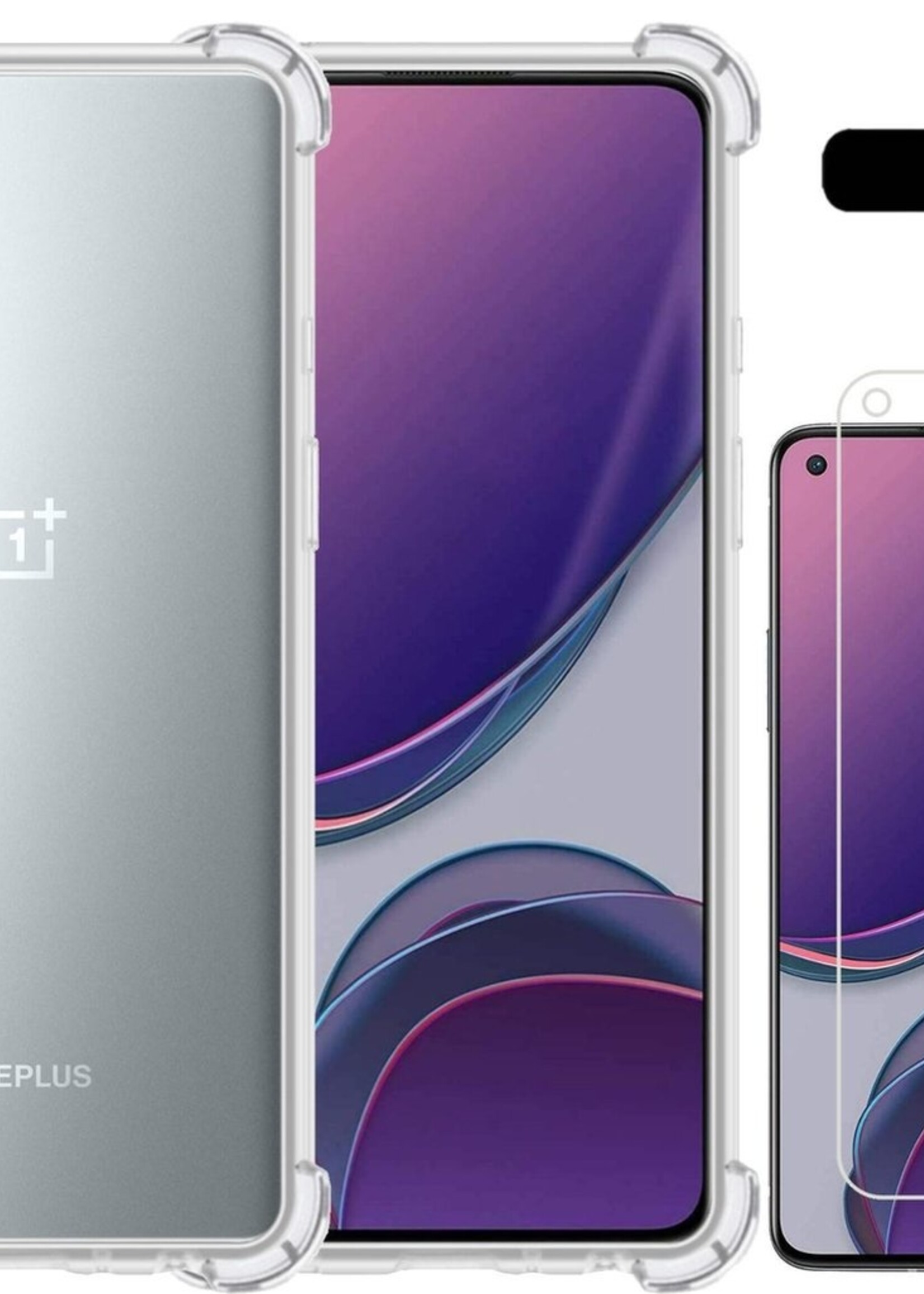 LUQ Hoesje Geschikt voor OnePlus 8T Hoesje Shockproof Case Siliconen Met Screenprotector - Hoes Geschikt voor OnePlus 8T Hoes Cover Siliconen - Transparant