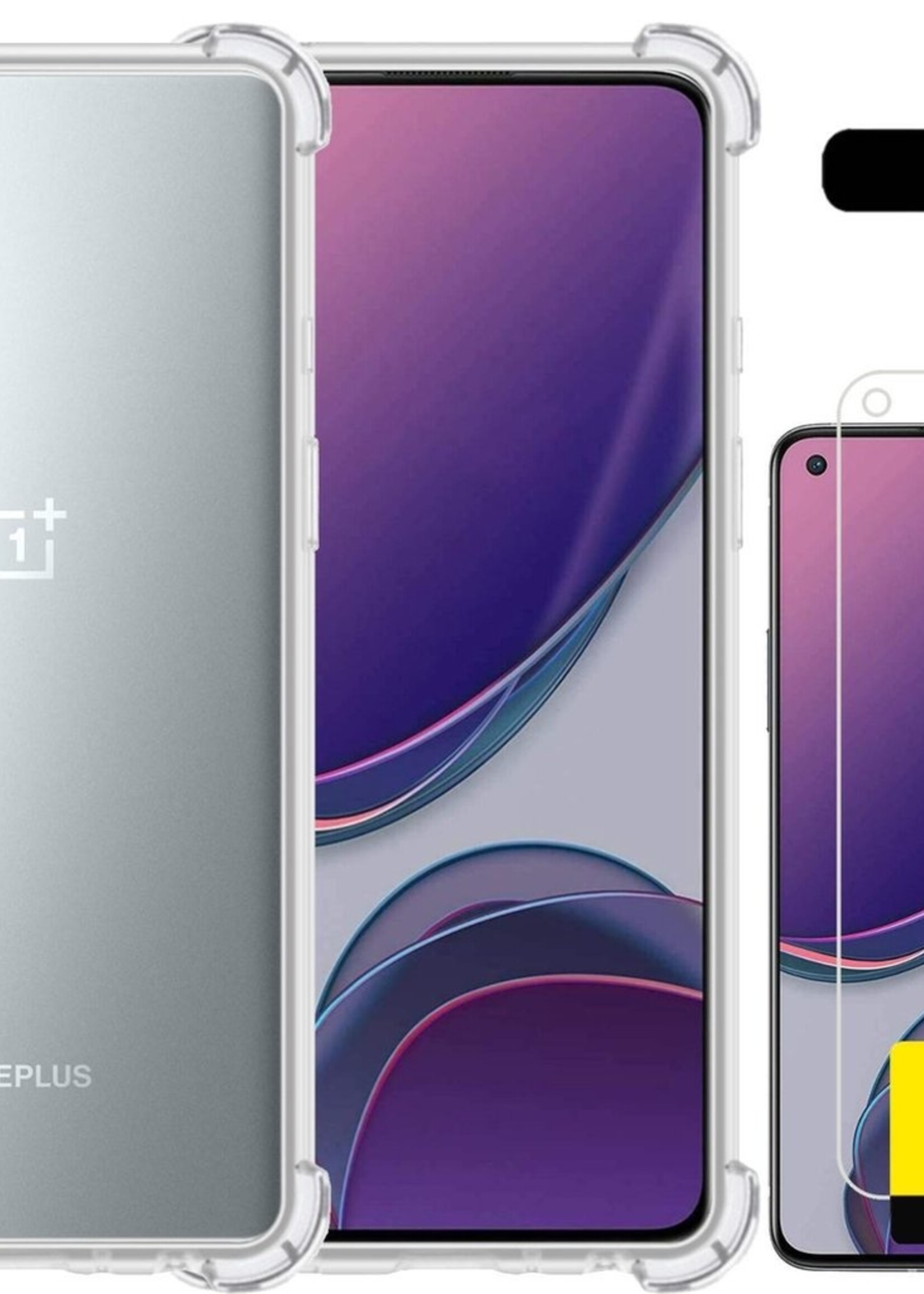 LUQ Hoesje Geschikt voor OnePlus 8T Hoesje Shockproof Case Siliconen Met 2x Screenprotector - Hoes Geschikt voor OnePlus 8T Hoes Cover Siliconen - Transparant