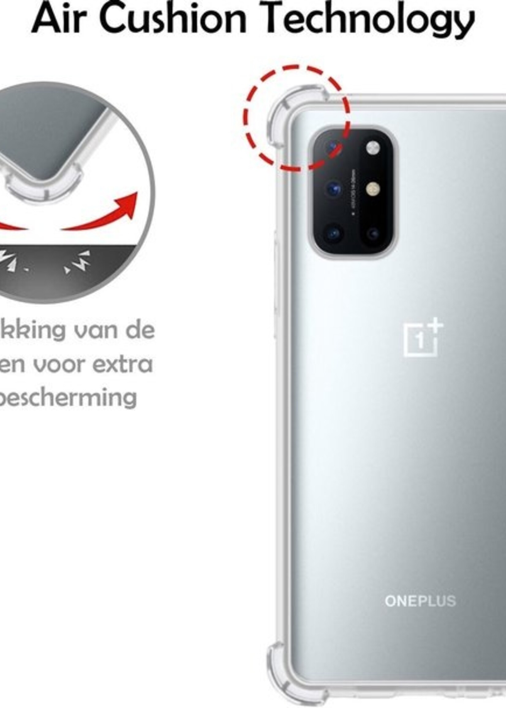 LUQ Hoesje Geschikt voor OnePlus 8T Hoesje Shockproof Case Siliconen Met 2x Screenprotector - Hoes Geschikt voor OnePlus 8T Hoes Cover Siliconen - Transparant