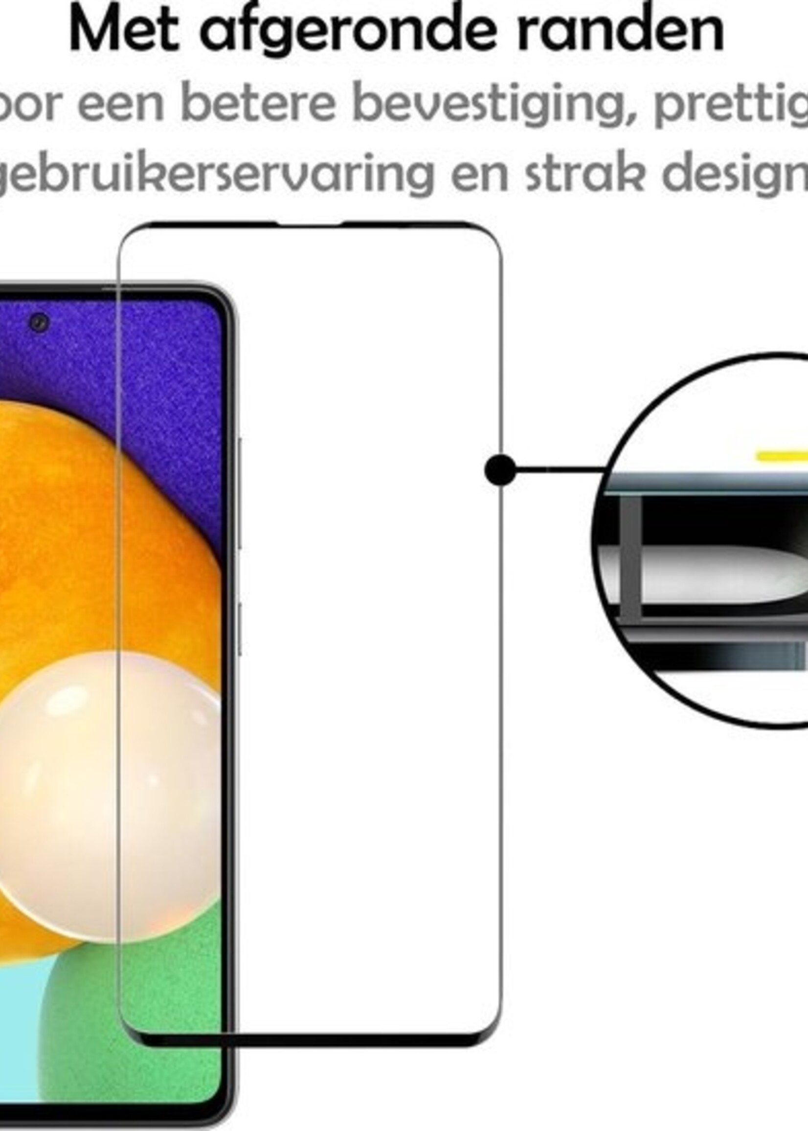 LUQ Screenprotector Geschikt voor Samsung A52 Screenprotector Glas Full Cover - Screenprotector Geschikt voor Samsung Galaxy A52 Screenprotector Full Cover