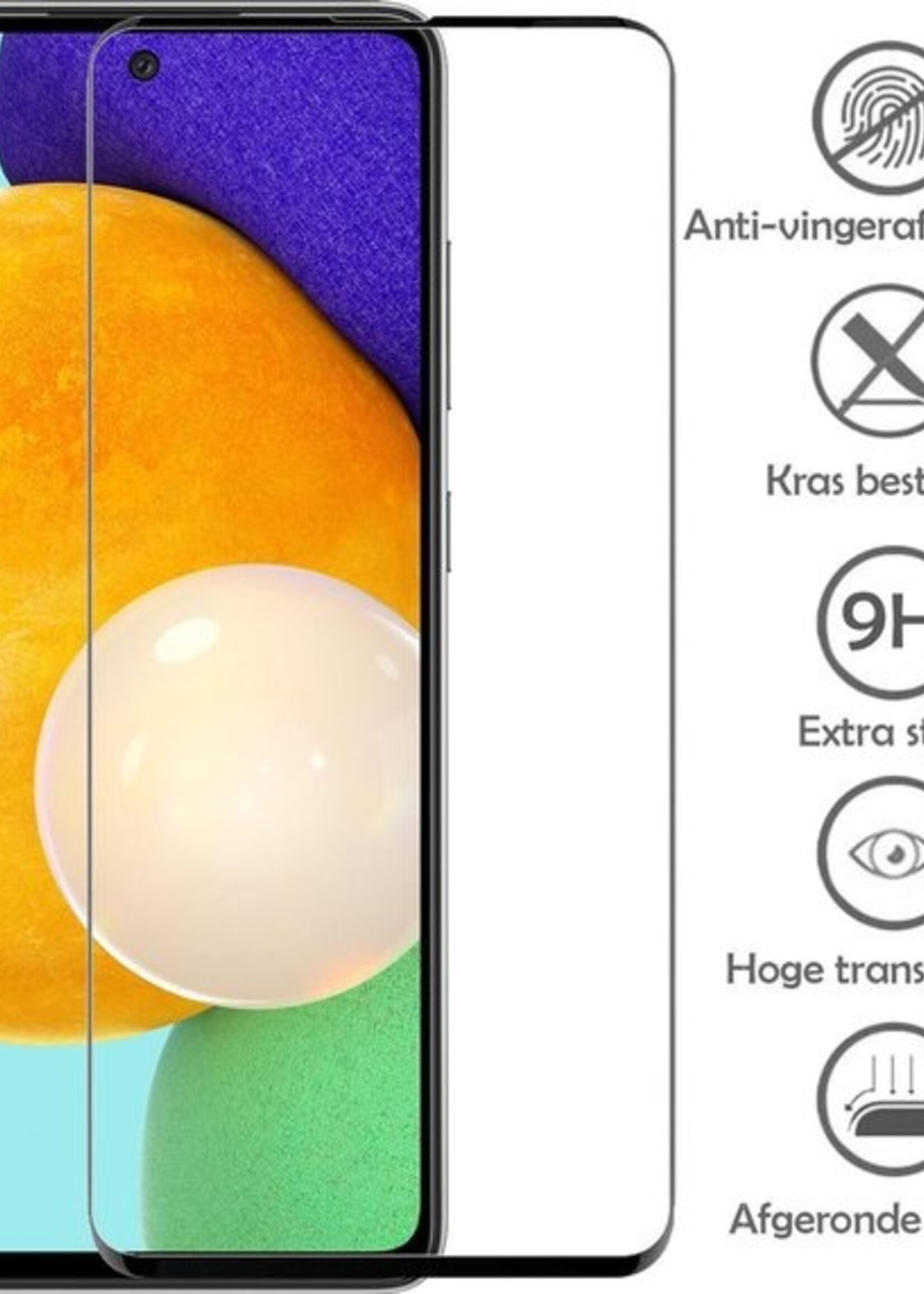 LUQ Screenprotector Geschikt voor Samsung A52 Screenprotector Glas Full Cover - Screenprotector Geschikt voor Samsung Galaxy A52 Screenprotector Full Cover - 3 Stuks