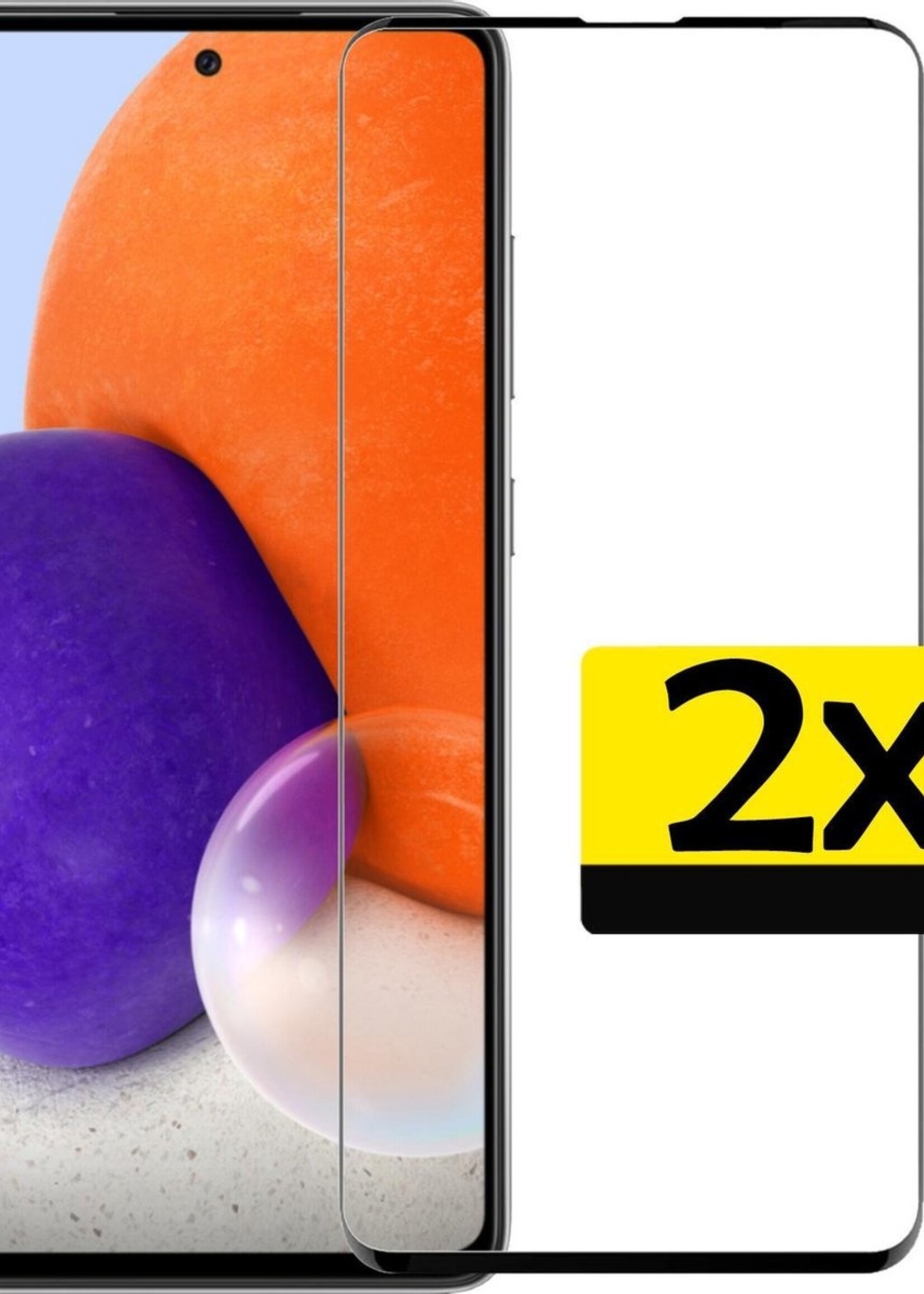 LUQ Screenprotector Geschikt voor Samsung A72 Screenprotector Glas Full Cover - Screenprotector Geschikt voor Samsung Galaxy A72 Screenprotector Full Cover - 2 Stuks