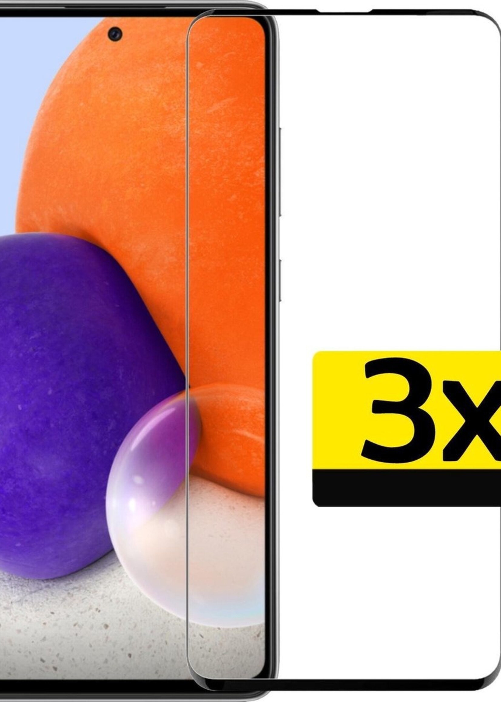 LUQ Screenprotector Geschikt voor Samsung A72 Screenprotector Glas Full Cover - Screenprotector Geschikt voor Samsung Galaxy A72 Screenprotector Full Cover - 3 Stuks