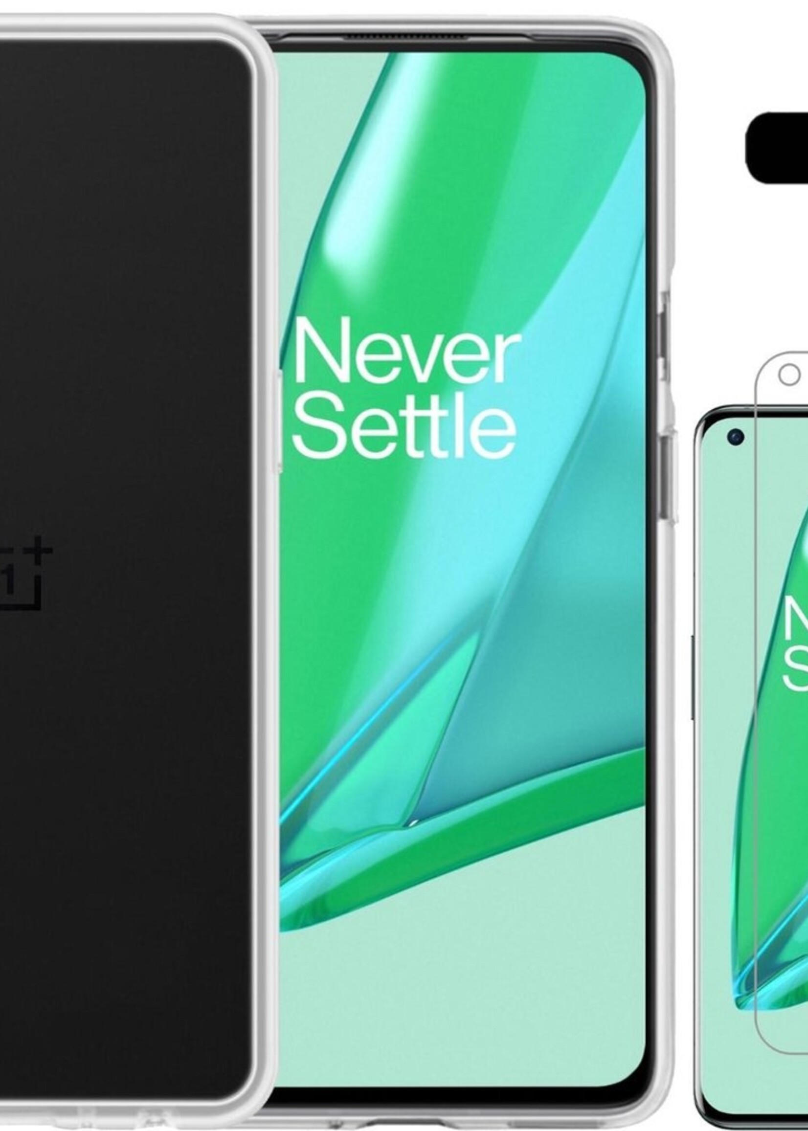 LUQ Hoesje Geschikt voor OnePlus 9 Hoesje Siliconen Case Met Screenprotector - Hoes Geschikt voor OnePlus 9 Hoes Siliconen - Transparant