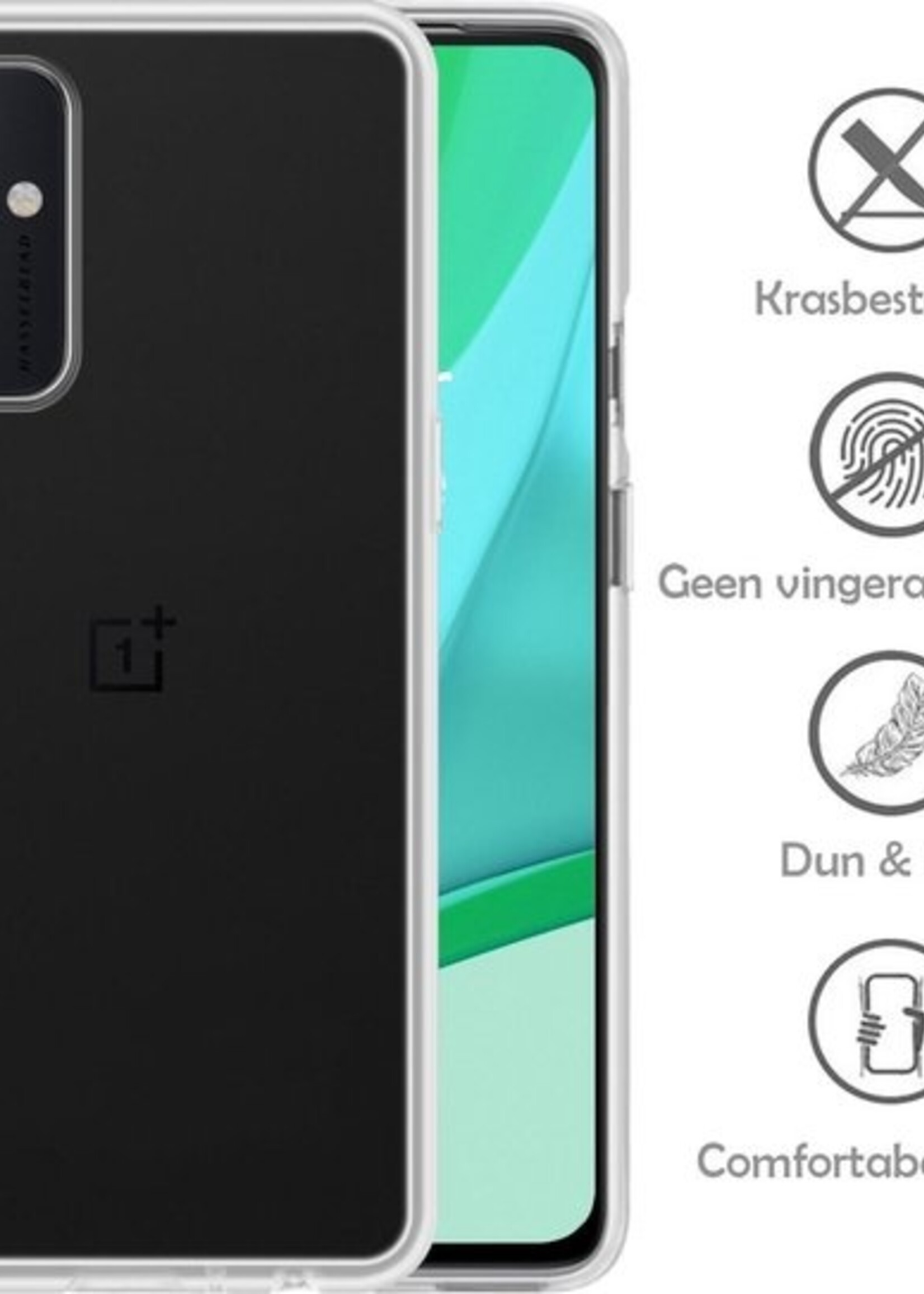 LUQ Hoesje Geschikt voor OnePlus 9 Hoesje Siliconen Case Met Screenprotector - Hoes Geschikt voor OnePlus 9 Hoes Siliconen - Transparant