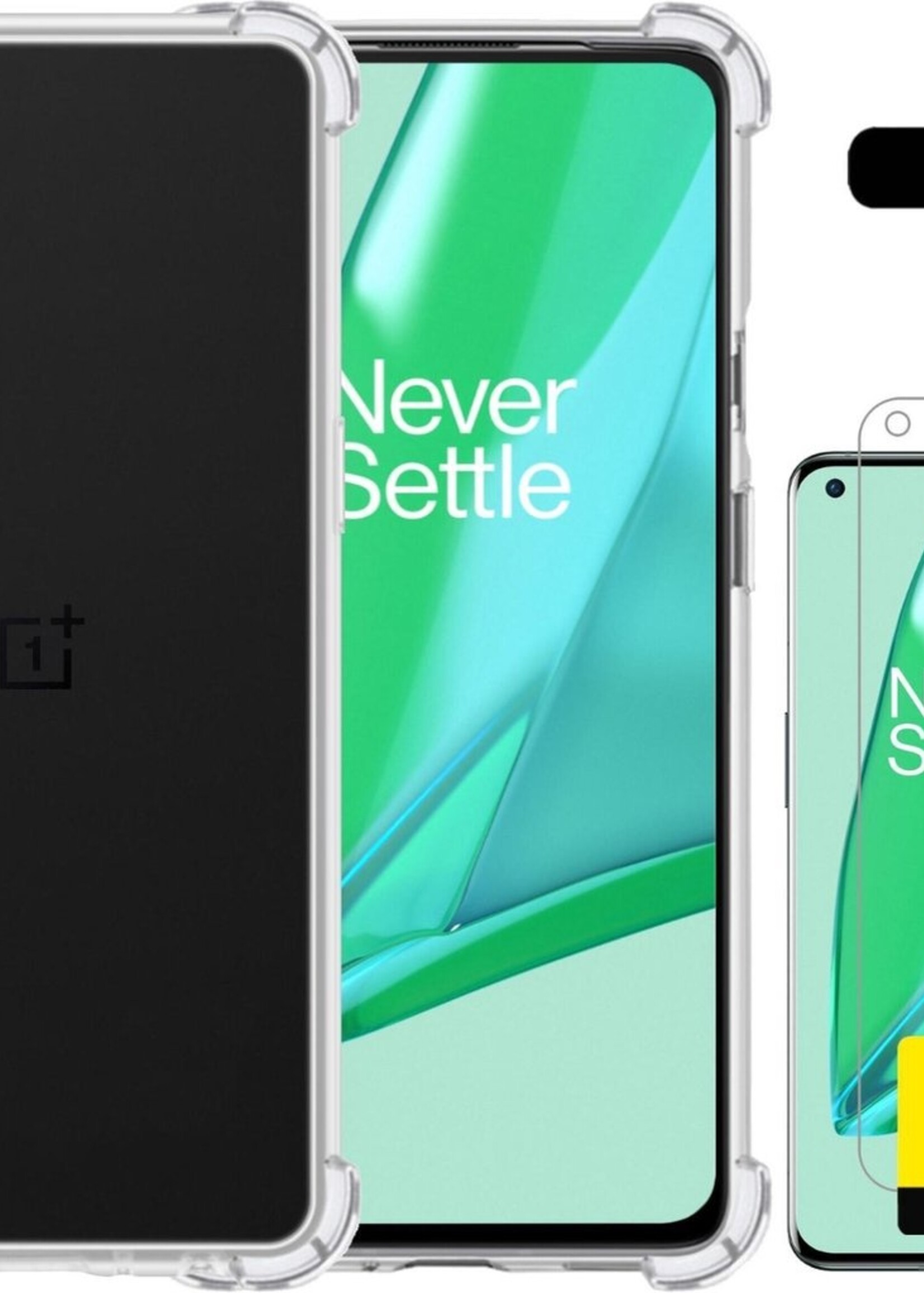 LUQ Hoesje Geschikt voor OnePlus 9 Hoesje Shockproof Case Siliconen Met 2x Screenprotector - Hoes Geschikt voor OnePlus 9 Hoes Cover Siliconen - Transparant