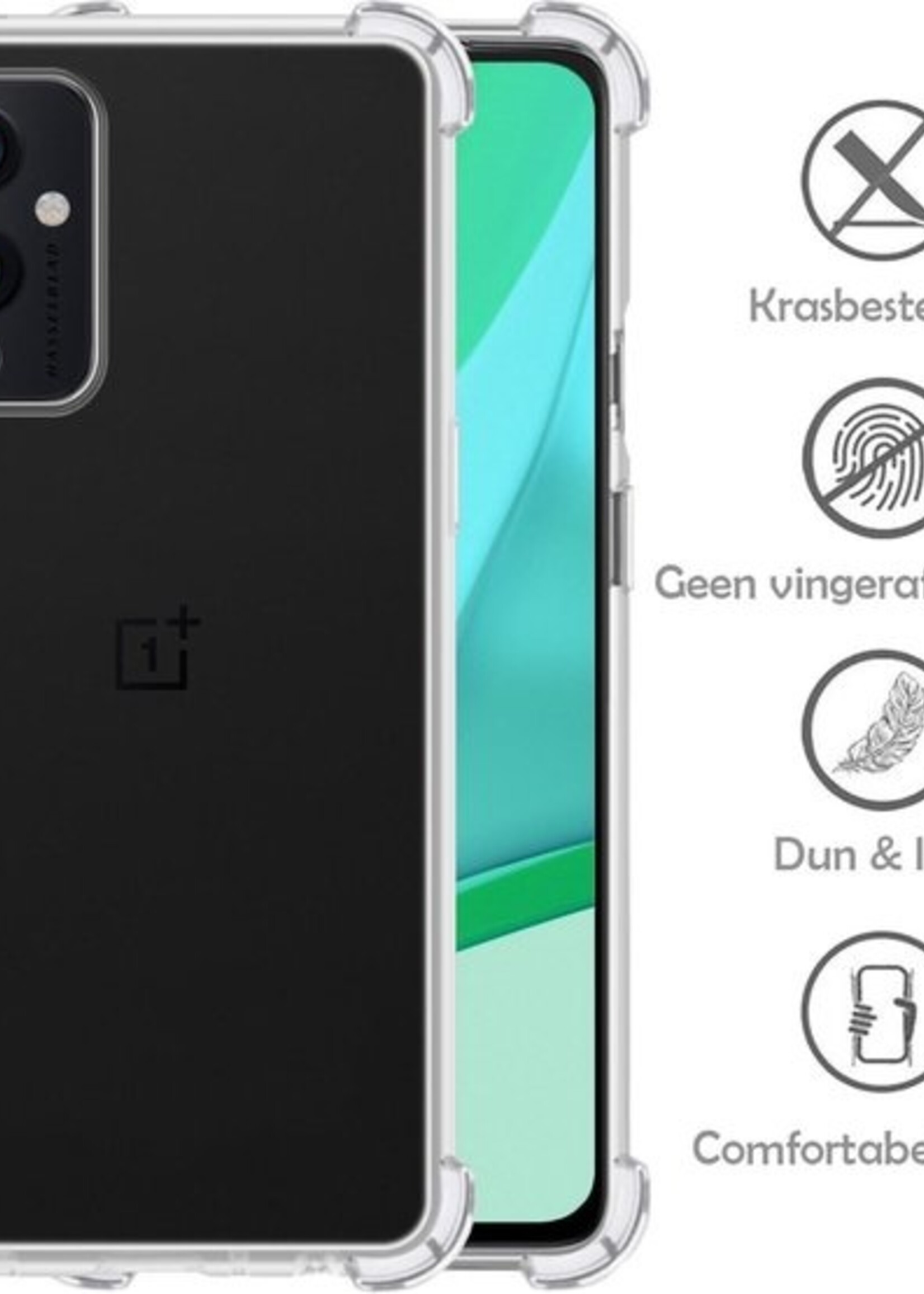 LUQ Hoesje Geschikt voor OnePlus 9 Hoesje Shockproof Case Siliconen Met 2x Screenprotector - Hoes Geschikt voor OnePlus 9 Hoes Cover Siliconen - Transparant