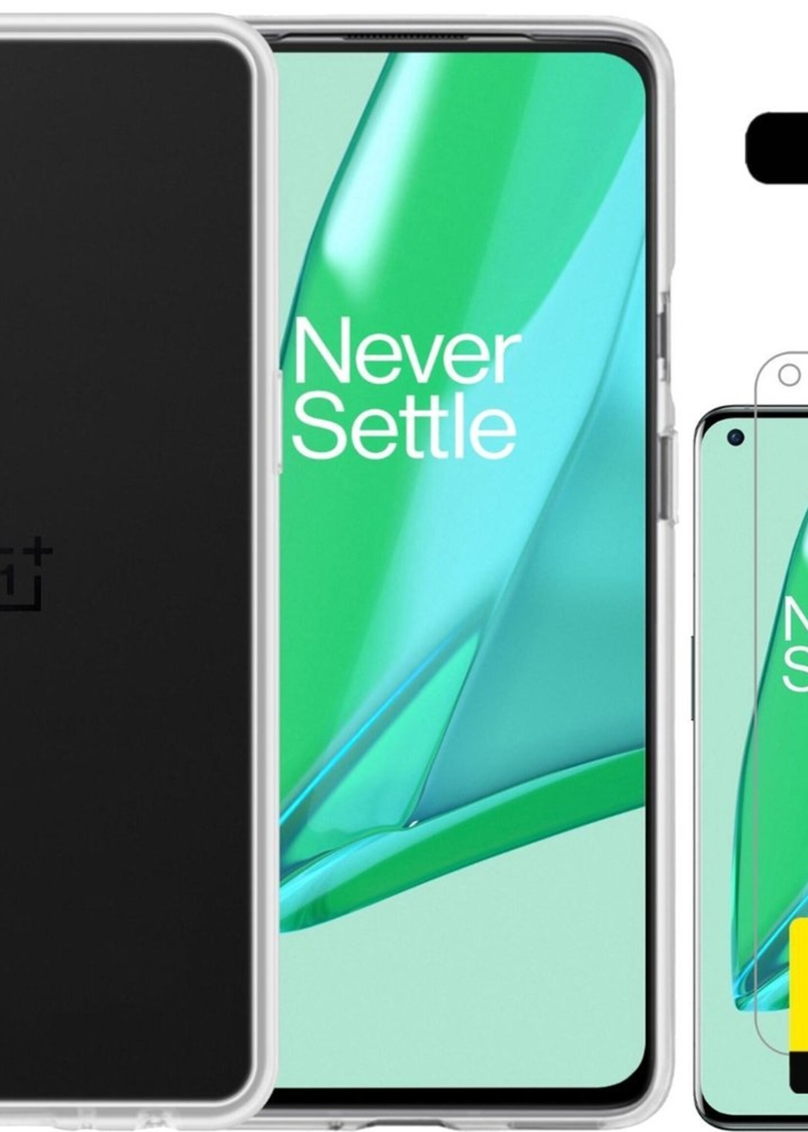 LUQ Hoesje Geschikt voor OnePlus 9 Hoesje Siliconen Case Met 2x Screenprotector - Hoes Geschikt voor OnePlus 9 Hoes Siliconen - Transparant